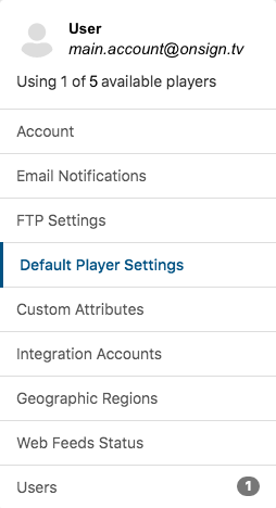 2. click on default player settings