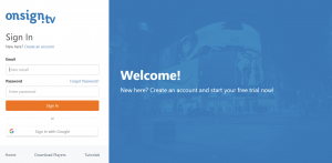Singing in to your OnSign TV account