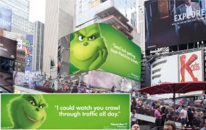 Example of humor in Out-of-Home: The Grinch ads