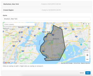 A preview of the geofencing feature offered by OnSign TV