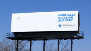 A large billboard ad for surgery