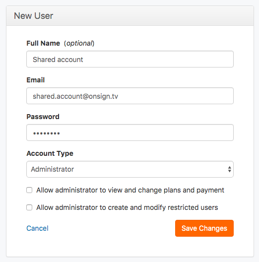 additional user accounts administrator